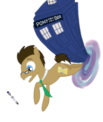 Size: 1500x1780 | Tagged: safe, artist:moonpaths, doctor whooves, time turner, g4, doctor who, glasses, sonic screwdriver, tardis