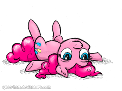 Size: 2496x1870 | Tagged: safe, artist:kitty-ham, pinkie pie, g4, bored, female, on back, solo, watermark