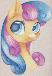 Size: 1024x1485 | Tagged: safe, artist:mapony240, bon bon, sweetie drops, g4, bust, colored pupils, female, portrait, solo, traditional art