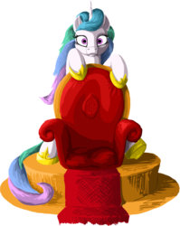 Size: 1025x1288 | Tagged: safe, artist:da-exile, princess celestia, alicorn, pony, g4, atg 2014, cute, cutelestia, female, hiding, looking at you, mare, missing accessory, newbie artist training grounds, simple background, solo, startled, throne, transparent background