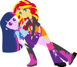 Size: 1253x1097 | Tagged: safe, artist:zacatron94, sunset shimmer, twilight sparkle, equestria girls, g4, dancing, duo, female, lesbian, lineless, pointy people, ship:sunsetsparkle, shipping, simple background, tango, transparent background, vector