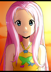 Size: 1024x1448 | Tagged: safe, artist:pegasisters82, fluttershy, human, g4, anime, female, humanized, solo
