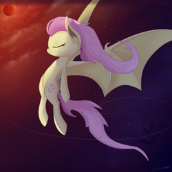 Size: 2000x2000 | Tagged: safe, artist:isa-isa-chan, fluttershy, g4, eyes closed, female, flutterbat, high res, solo