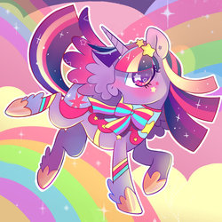 Size: 800x800 | Tagged: safe, artist:parfywarfy, twilight sparkle, alicorn, pony, g4, clothes, dress, female, mare, rainbow power, solo, starry eyes, twilight sparkle (alicorn)