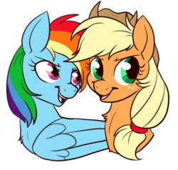 Size: 480x457 | Tagged: safe, artist:lulubell, applejack, rainbow dash, g4, bust, fluffy, simple background, transparent background