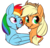 Size: 480x457 | Tagged: safe, artist:lulubell, applejack, rainbow dash, g4, bust, fluffy, simple background, transparent background