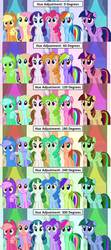 Size: 1365x3071 | Tagged: safe, edit, applejack, fluttershy, pinkie pie, rainbow dash, rarity, twilight sparkle, alicorn, pony, g4, female, mane six, mare, palette swap, twilight sparkle (alicorn)