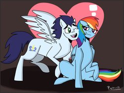 Size: 1024x769 | Tagged: safe, artist:pimpartist101, rainbow dash, soarin', g4, backwards cutie mark, female, male, ship:soarindash, shipping, straight