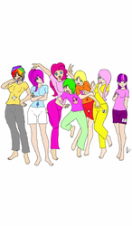 Size: 600x1024 | Tagged: safe, artist:cute_pinkie7, applejack, fluttershy, pinkie pie, rainbow dash, rarity, spike, twilight sparkle, human, g4, humanized, mane six