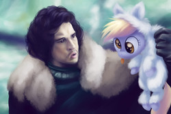 Size: 2973x1980 | Tagged: safe, artist:verulence, derpy hooves, human, g4, animal costume, clothes, costume, cute, derpabetes, fluffy, game of thrones, jon snow, tongue out