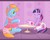 Size: 1280x1030 | Tagged: safe, artist:cuddlehooves, twilight sparkle, oc, oc:harmony star, alicorn, pony, g4, alicorn oc, bow, clothes, crossdressing, diaper, diaper fetish, dress, female, frilly diaper, mare, non-baby in diaper, poofy diaper, puffy sleeves, sissy, sitting, tea party, twilight sparkle (alicorn), twimony