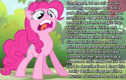 Size: 800x510 | Tagged: safe, screencap, pinkie pie, filli vanilli, g4, caption, female, image macro, meta, open mouth, solo, tongue out