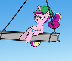 Size: 900x769 | Tagged: safe, artist:icesticker, princess cadance, g4, construction, female, hard hat, hat, i beam, solo