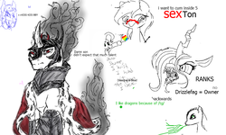 Size: 900x540 | Tagged: safe, king sombra, queen chrysalis, rainbow dash, g4, /mlp/, flockmod, sketch