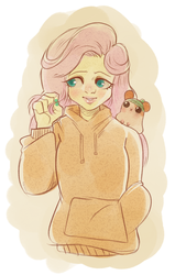 Size: 540x851 | Tagged: safe, artist:fornicata, fluttershy, hamster, human, equestria girls, g4, clothes, hoodie, pony coloring