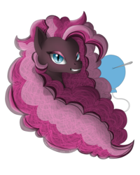 Size: 2000x2500 | Tagged: safe, artist:anteli, artist:dreamyartcosplay, pinkie pie, ask nightmare mane 6, ask nightmare six, g4, bust, corrupted, female, high res, nightmare pinkie, nightmarified, simple background, solo, transparent background