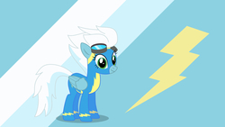 Size: 1920x1080 | Tagged: safe, artist:larsurus, artist:maximillianveers, artist:sachikomerry, fleetfoot, pegasus, pony, g4, female, goggles, insignia, mare, solo, vector, wallpaper, wonderbolts uniform, wrong eye color