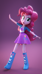 Size: 1080x1920 | Tagged: safe, artist:creatorofpony, pinkie pie, equestria girls, g4, 3d, 3d model, balloon, blender, boots, bracelet, clothes, female, high heel boots, shirt, skirt, solo