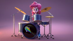 Size: 1920x1080 | Tagged: safe, artist:creatorofpony, pinkie pie, equestria girls, g4, 3d, blender, boots, drums, female, musical instrument, shoes, solo