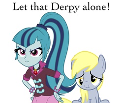 Size: 1280x1069 | Tagged: safe, derpy hooves, sonata dusk, equestria girls, g4, my little pony equestria girls: rainbow rocks, big green dub, defense, derpygate, dragon ball, dragon ball z, image macro, meme, sad