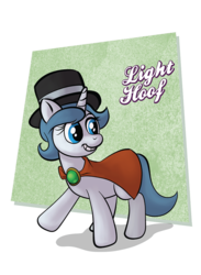 Size: 545x743 | Tagged: safe, artist:1trick, artist:lunarshinestore, pony, unicorn, cape, clothes, hat, horse party, solo