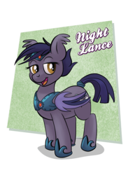 Size: 545x743 | Tagged: safe, artist:1trick, artist:lunarshinestore, oc, oc only, oc:night lance, bat pony, pony, horse party, solo