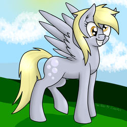 Size: 2000x2000 | Tagged: safe, artist:vampiresuper-sayajin, derpy hooves, pegasus, pony, g4, female, grin, high res, mare, solo, spread wings
