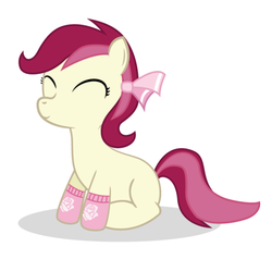 Size: 600x571 | Tagged: safe, artist:why485, roseluck, earth pony, pony, g4, clothes, eyes closed, female, filly, filly roseluck, mare, socks, solo, younger