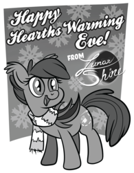 Size: 1222x1566 | Tagged: safe, artist:1trick, artist:lunarshinestore, oc, oc only, oc:night stitch, bat pony, pony, clothes, grayscale, monochrome, scarf, smiling, solo