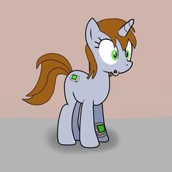 Size: 1000x1000 | Tagged: safe, artist:samey90, oc, oc only, oc:littlepip, pony, unicorn, fallout equestria, awkward, awkward moment, fanfic, fanfic art, female, hooves, horn, mare, open mouth, pipbuck, simple background, solo, surprised