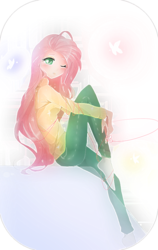Size: 600x950 | Tagged: safe, artist:mehlyna, fluttershy, human, g4, clothes, female, humanized, solo, sweater, sweatershy