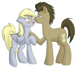 Size: 1739x1517 | Tagged: safe, artist:doomcakes, derpy hooves, doctor whooves, time turner, pegasus, pony, g4, crying, female, male, mare, ship:doctorderpy, shipping, simple background, straight, transparent background