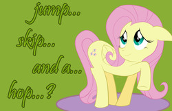 Size: 1428x924 | Tagged: safe, artist:kingjnar, fluttershy, dragonshy, g4, female, floppy ears, hop skip and jump, solo