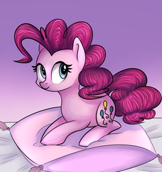 Size: 1024x1088 | Tagged: safe, artist:mite-lime, pinkie pie, earth pony, pony, g4, cute, diapinkes, female, mare, pillow, prone, solo