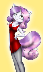 Size: 1200x2000 | Tagged: safe, artist:tunderi, sweetie belle, anthro, g4, clothes, female, older, pantyhose, solo