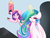 Size: 1280x960 | Tagged: safe, artist:sugarberry, princess cadance, princess celestia, g4, ask, ask-cadance, cake, cakelestia, camera, fork, levitation, magic, tumblr