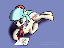Size: 1600x1200 | Tagged: dead source, safe, artist:blustarpencil, coco pommel, earth pony, pony, g4, drawing, female, pencil, solo