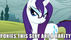 Size: 610x343 | Tagged: safe, rarity, g4, bedroom eyes, image macro, meme, pun