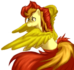 Size: 763x724 | Tagged: safe, artist:osire, spitfire, pegasus, pony, g4, alternate design, female, simple background, smiling, solo, transparent background