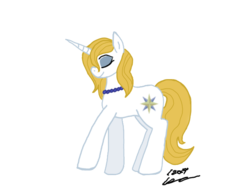 Size: 640x480 | Tagged: safe, artist:stagetechyart, prince blueblood, pony, unicorn, g4, eyes closed, eyeshadow, female, makeup, necklace, princess bluebelle, rule 63, solo