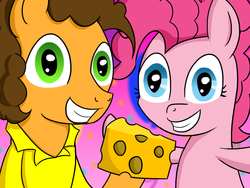 Size: 1024x768 | Tagged: safe, artist:10art1, cheese sandwich, pinkie pie, g4, pinkie pride, andrea libman, cheese, cute, party, smiling, weird al yankovic