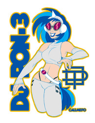 Size: 700x900 | Tagged: dead source, safe, artist:callmepo, dj pon-3, vinyl scratch, human, g4, belly button, clothes, female, humanized, light skin, midriff, panties, solo, underwear