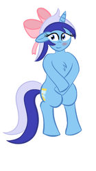 Size: 526x938 | Tagged: safe, artist:weoweno, minuette, pony, g4, bipedal, bow, female, solo