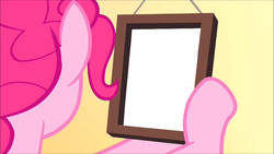 Size: 854x480 | Tagged: safe, edit, edited screencap, screencap, pinkie pie, g4, pinkie pride, exploitable, insert picture here, meme, picture frame, pinkie's picture frame meme, template
