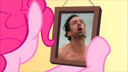 Size: 854x480 | Tagged: safe, pinkie pie, g4, pinkie pride, australia, derp, exploitable, hugh jackman, meme