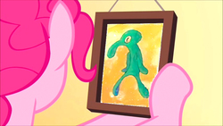 Size: 854x480 | Tagged: safe, pinkie pie, g4, my little pony: friendship is magic, pinkie pride, artist unknown (spongebob episode), bold and brash, exploitable meme, female, male, meme, solo, spongebob squarepants, squidward tentacles