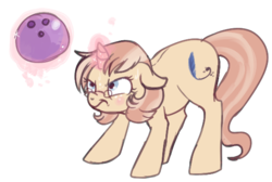 Size: 573x384 | Tagged: safe, artist:lulubell, oc, oc only, oc:lulubell, pony, unicorn, bowling ball, female, glasses, magic, mare, simple background, solo, transparent background
