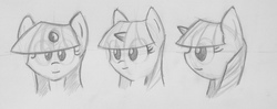 Size: 1168x462 | Tagged: safe, artist:da-futaba, twilight sparkle, g4, monochrome, reference sheet, sketch dump, traditional art