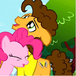 Size: 480x480 | Tagged: safe, screencap, cheese sandwich, pinkie pie, pony, g4, pinkie pride, animated, shipping fuel, surprise hug