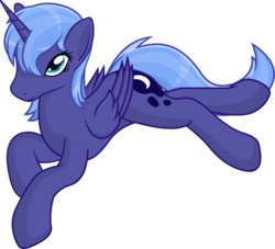 Size: 1648x1498 | Tagged: safe, artist:negasun, artist:sokolas, princess luna, alicorn, pony, g4, alternate hairstyle, female, s1 luna, simple background, solo, teenager, transparent background, younger